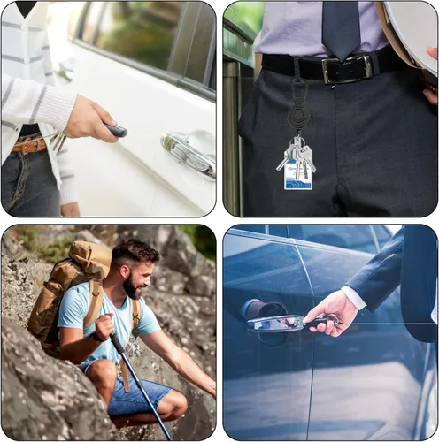 Vista 7 de Portatarjetas retráctiles, llavero retráctil, soporte táctico para tarjetas de identificación con mosquetón de aleación de zinc mejorado, cable
