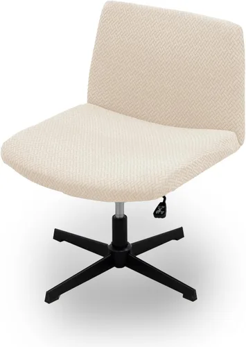 Dimatic Fundas para Silla de Oficina sin Brazos Criss Cross Funda Ancha para Silla de Escritorio Funda Deslizable Elástica de Jacquard Silla Beige