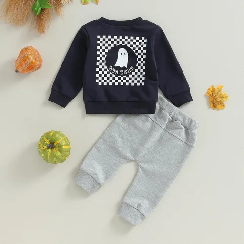 Vista 74 de Karwuiio Conjunto de disfraz de Halloween para bebé, sudadera de manga larga y pantalones para otoño