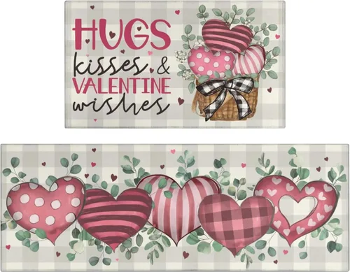 Vista 15 de Juego de 2 alfombras y tapetes de cocina de Pascua, diseño de primavera con texto en inglés «Hello My Peeps», diseño de conejito de pollito