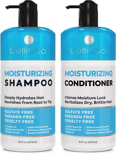 Vista 12 de BELLISSO - Set de champú y acondicionador con queratina, sin sulfatos/parabenos, tratamiento profesional para cabello seco, dañado, rizado