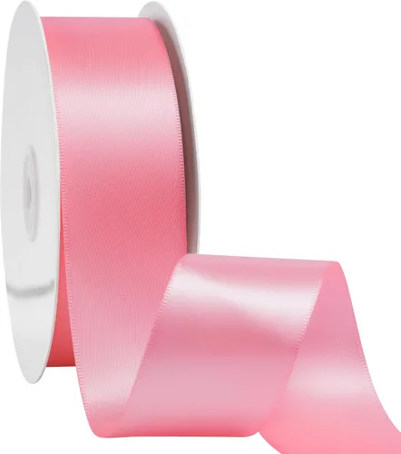 LIUYAXI Cinta de satén rosa de doble cara de 2 pulgadas x 50 yardas, cintas perfectas para manualidades, envoltura de regalos, fabricación de lazos
