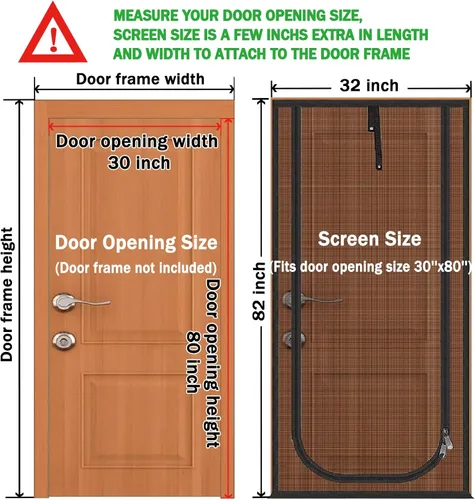 Vista 2 de QWR Puerta Mosquitera Mejorada para Mascotas que se Adapta a Tamaño de Abertura de Puerta de Hasta 30"x80", Puerta de Malla Resistente a Prueba