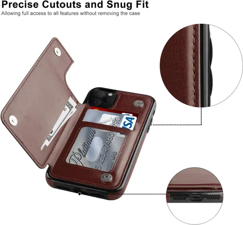 Vista 32 de LETO para iPhone 15 Pro Funda tipo cartera - Tapa tipo folio con patada - Diseños de moda - Tarjetero - Funda protectora para mujeres y niñas - 6.1