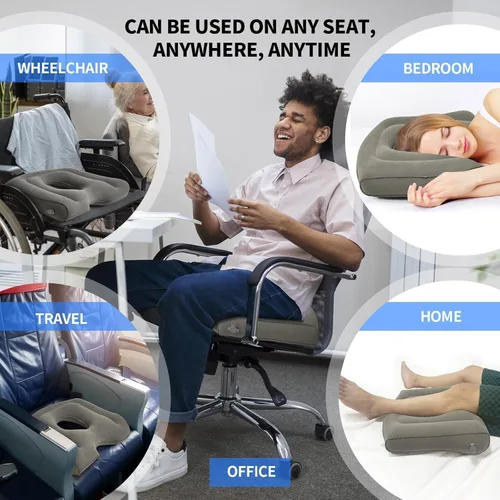 Vista 4 de Cojín de presión para úlceras de cama – Cojines de asiento para silla de ruedas, almohada de dona, almohadilla para silla de oficina con alivio