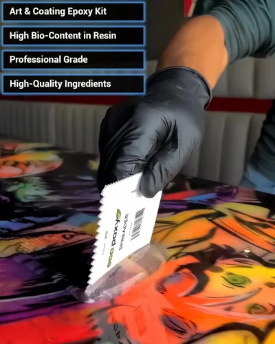 Vista 3 de EcoPoxy UVPoxy - Kit de resina epoxi para recubrimiento de superficies de mesa y arte – 16.91 onzas líquidas / 0.5 litros: curado rápido, resistente