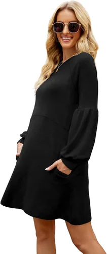 Vista 3 de Saloogoe Sweater Dress for Women Knee Length with Pockets Long Sleeve Fall Dresses 2022