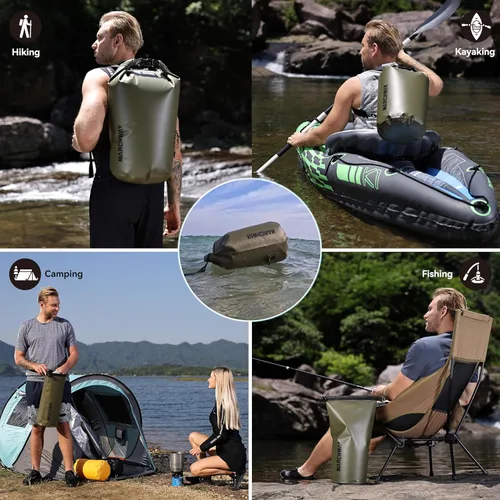 Vista 6 de MARCHWAY - Bolso seco flotante e impermeable 1.322.645.287.9310.57 galones, parte superior enrollable, mantiene secos equipos de kayak rafting