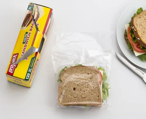 Vista 3 de Bolsas de sándwich plegables, plástico transparente extragrande