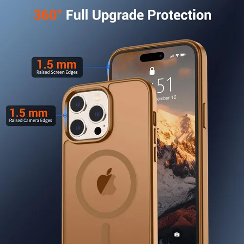 Vista 867 de SUPFINE - Funda magnética para iPhone 13 Pro Max (compatible con MagSafe), (protección contra caídas de grado militar de 10 pies), delgada, Negro