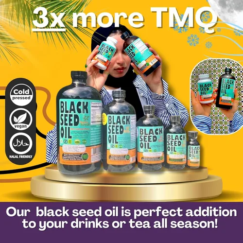 Vista 4 de Aceite de semillas Sweet Sunnah, negro, prensado, en frío, sin OGM en botella de vidrio de 8 onzas