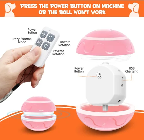 Vista 5 de IFurffy Pelota para mascotas Peppy para perros con control remoto, juguete interactivo para perros con luces LED de flash para razas pequeñas