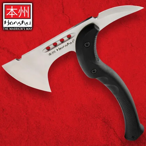 Vista 4 de Honshu Karito Tomahawk Axe Mezcla salvaje de tradición e innovación Funda de cuero premium