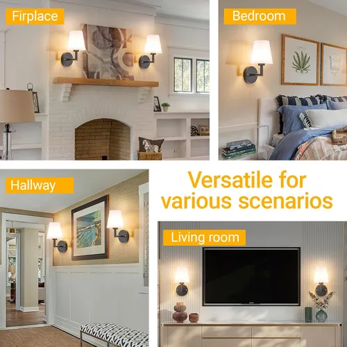 Vista 8 de Nekhung Juego de 2 apliques de pared con pilas, lámpara de pared inalámbrica con bombilla magnética regulable RGB de 10000 mAh, aplique de pared