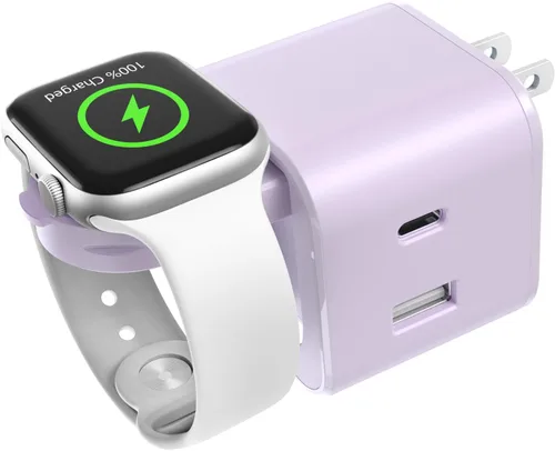 Vista 8 de BeaSaf Bloque de carga de 36 W para Apple con cargador de reloj integrado, bloque de cargador rápido PD plegable para iPhone, cargador de pared