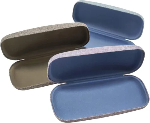Vista 3 de Paquete de 3 fundas rígidas para lentes de lino fundas grandes para lentes concisas Color múltiple