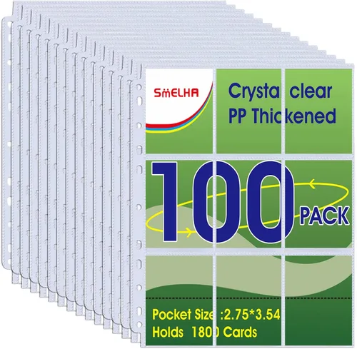 Vista 7 de Paquete de 50, protector de página de 9 bolsillos, funda para tarjetas de intercambio, hojas de tarjetas de béisbol o Skylanders, MTG, cupón