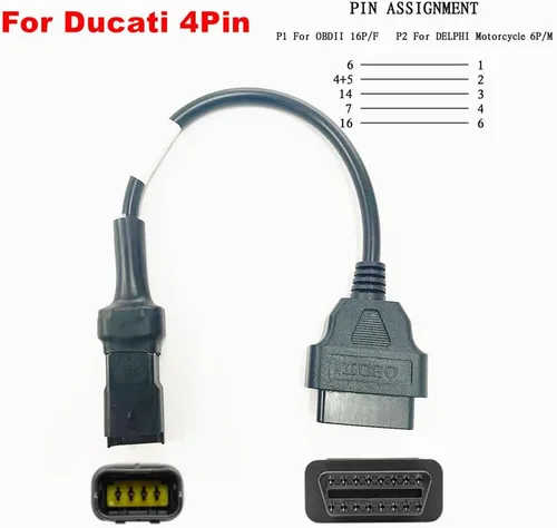 Vista 2 de ELM327 V1.5 con cables OBD-2 de motocicleta para Ducati Mini escáner OBDⅡ E-F-I Motobike Herramienta de diagnóstico de fallas Protocolo OBD