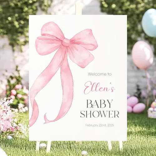 Vista 20 de Letrero de bienvenida con texto en inglés «We Can Bearly Wait Baby Show» para niño, tema de globo de oso de peluche azul