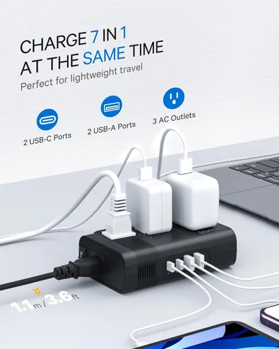 Vista 5 de DOACE Convertidor de voltaje de 220v a 110v EE.UU. a Europa: 350W 220 a 110 Convertidor de voltaje para viajes europeos - Adaptador de corriente