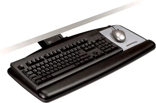 Bandeja 3M de fácil regulación para teclado de computadora, bandeja estándar, Negro