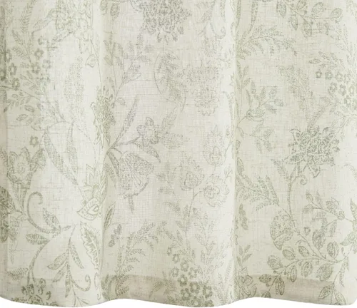 Vista 7 de Vangao Cortinas de cocina de granja con estampado floral, 24 pulgadas de largo, cortinas cortas de lino con bolsillo para barra, 2 paneles, verde