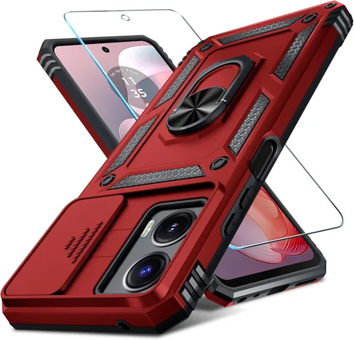 Vista 9 de Janmitta Compatible con Funda Moto G 5G 2024 con Cubierta Deslizante Integrada para Lente de Cámara + Protector de Pantalla + Soporte de Anillo