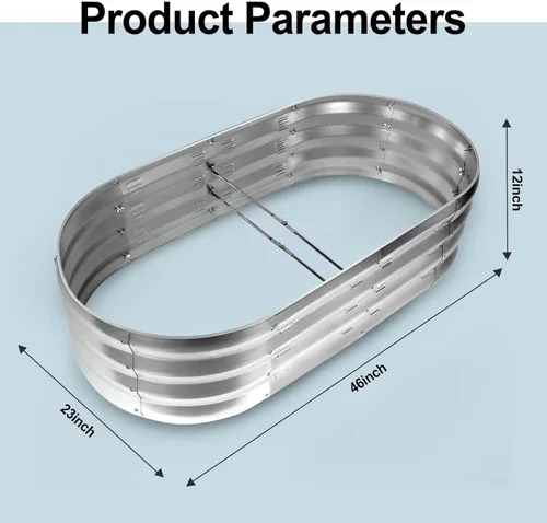 Vista 2 de Jardinera elevada galvanizada de 4 x 2 x 1 pies, jardineras de metal duraderas para exteriores, para verduras, camas elevadas para jardinería
