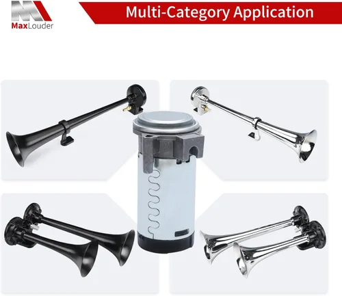 Vista 6 de MaxLouder - Compresor de aire de 12 V, bomba de aire para bocina, kit de compresor de bocina de automóvil súper fuerte para cualquier vehículo
