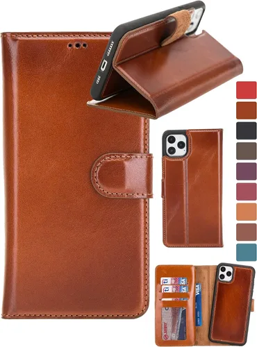 Vista 113 de HARDISTON Compatible con iPhone 7 Plus / 8 Plus Funda Cartera, Hecha a Mano de Cuero Genuino, Funda Magnética Desmontable con Tapa Abatible Ámbar