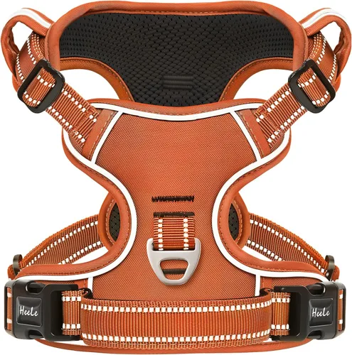 Vista 27 de HEELE Arnés para perro pequeño sin tirones con mango suave, arnés reflectante ajustable, color negro, XS