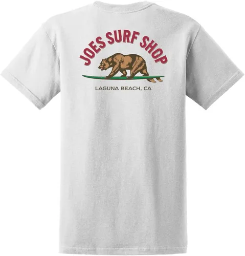 Vista 21 de Joe's Surf Shop - Camisetas de algodón pesado con gráficos en tamaño regular, grande y alto Logotipo de Longboard Ash / Sand