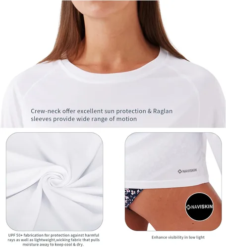 Vista 5 de NAVISKIN Camisas de manga larga con protección solar UPF 50+ para mujer, camisas de protección contra erupciones, de secado rápido, ligeras