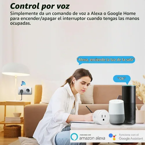 Vista 3 de Enchufe inteligente WiFi Compatible con Alexa y Google Home Enchufe WiFi para control remoto y temporizador y función de programación No