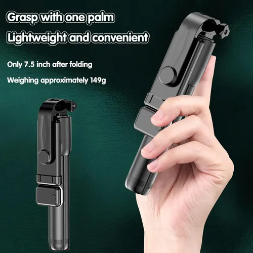 Vista 8 de Palo selfie con luz de relleno, trípode extensible para selfie stick con control remoto inalámbrico y soporte para teléfono, selfies grupales