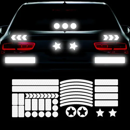 Vista 15 de 42 calcomanías reflectantes a rayas de automóvil, calcomanías reflectantes para llantas de rueda, calcomanías de bicicleta para bicicletas