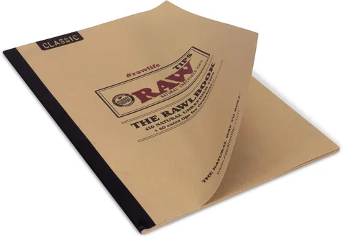 RAW Rawlbook | 10 páginas de puntas de papel clásicas originales de RAW – Todo en hojas rasgables | Hecho para fumadores increíblemente verdaderos