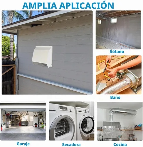 Vista 9 de Cubierta de ventilación de secadora de 4 pulgadas en el exterior, cubierta de ventilación exterior para secadora, cubierta de ventilación