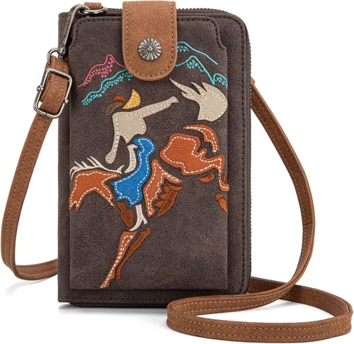 Vista 24 de Montana West Western - Cartera cruzada para teléfono para mujer, con bloqueo RFID, con ranuras para efectivo y bolsillo con cremallera Hoja de arce