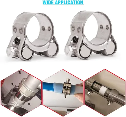 Vista 6 de SEKSUALA Paquete de 4 abrazaderas de manguera con perno en T de 17-19mm, abrazaderas de tubo de acero inoxidable 304 para intercooler, abrazaderas