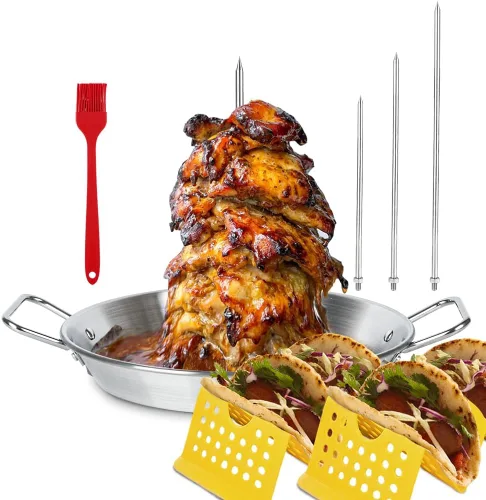 Vista 11 de Parrilla Vertical Brocheta Pan Gyro Pincho Shawarma Soporte para horno, Brocheta Al Pastor para parrilla, Hack El Pastor para Tacos Al Pastor