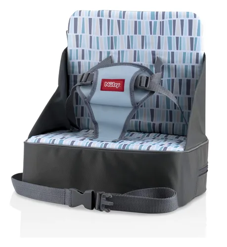 Vista 7 de Nuby Easy Go - Asiento elevador de viaje para bebés y niños pequeños con arnés de 3 puntos, más de 9 meses, estampado safari beige