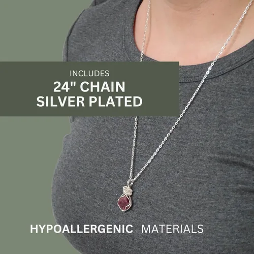 Vista 21 de NEW Designs by Nature Gems Handmade Fire Opal Necklace, October Birthstone Jewelry, With 24 Inch Silver Plated Chain, With a Gift Box, Handmade in