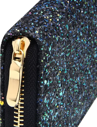 Vista 6 de KUKOO Cartera con purpurina para mujer bolso largo brillante para teléfono tarjetero para mujer Funda tipo cartera para tarjetas