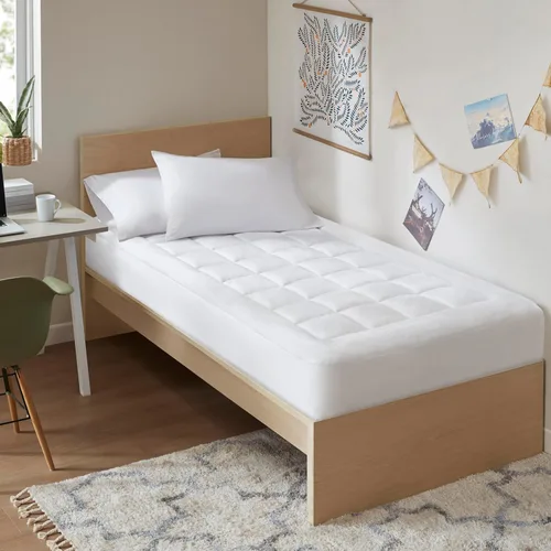 Vista 10 de Madison Park Protector de colchón impermeable, funda de colchón de felpa suave Cloud con sobrerelleno, bolsillo ajustable que se adapta a hasta 18