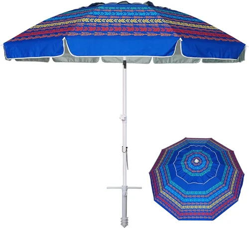 Vista 12 de AMMSUN Sombrilla de playa grande de 8 pies con anclaje de arena, resistente al viento, portátil, para exteriores, protección UV 50+, ventilación