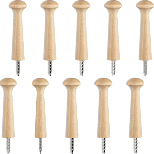 Vista 13 de 10 piezas de clavijas de madera para coctelera con tornillos de 3.62 pulgadas de largo, estantes de madera sin acabar para colgar ropa, sombreros