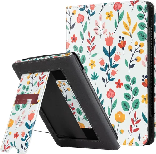 Vista 19 de CoBak - Funda para Ereader de piel sintética duradera con función de apagado y encendido automático, ranura para tarjetas y correa para la mano - Se