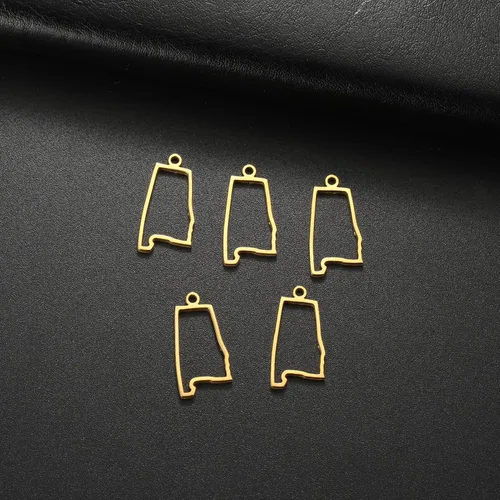 Vista 7 de kkjoy 5 piezas de dijes de mapas de continentes huecos de EE. UU. con colgante para hacer joyas y manualidades, accesorios de mini dijes de acero