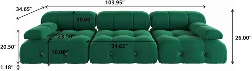 Vista 117 de Sofá modular moderno de terciopelo, sofá modular minimalista en forma de U de 6 plazas con 2 otomanas para sala de estar, oficina, apartamento